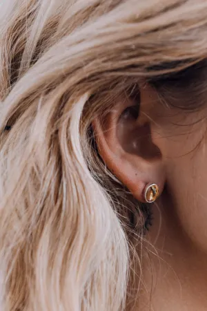 Citrine Cabochon Stud Earrings