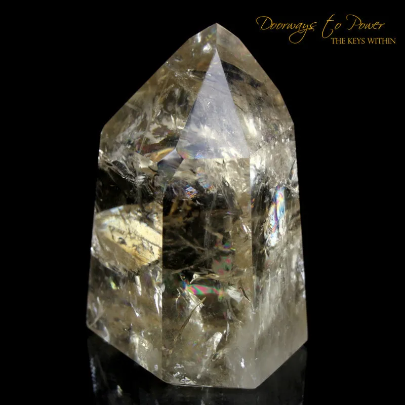Citrine Devic Temple Quartz Crystal Point with Rainbows