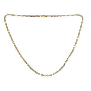 Curb Link Necklace with Diamonds