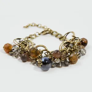 Cut glass cluster bracelet with circle links