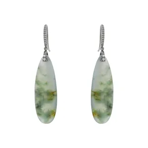 Dendritic Jade and Diamond Drop Earrings