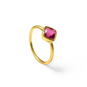 Diamond Shape Ruby Quartz Stacking Ring • July Birthstone