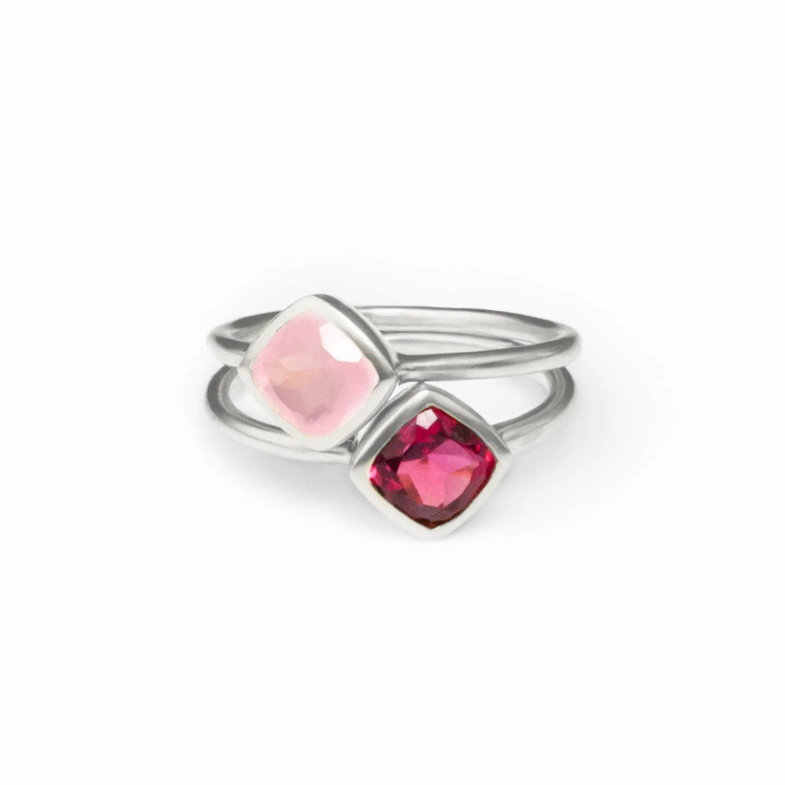 Diamond Shape Ruby Quartz Stacking Ring • July Birthstone