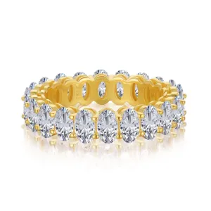 Diamond White Oval Cut Eternity Wedding Band - Gold
