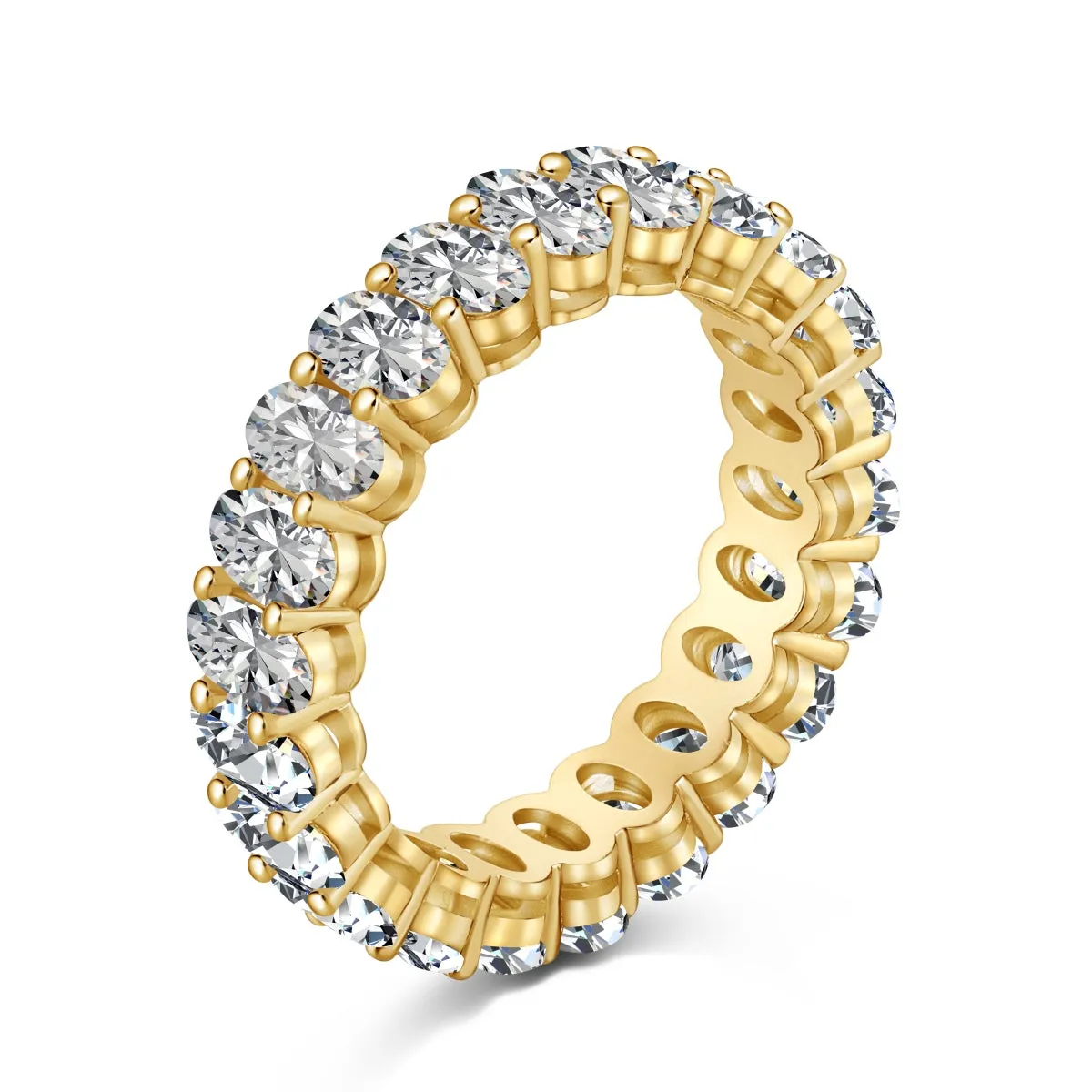 Diamond White Oval Cut Eternity Wedding Band - Gold