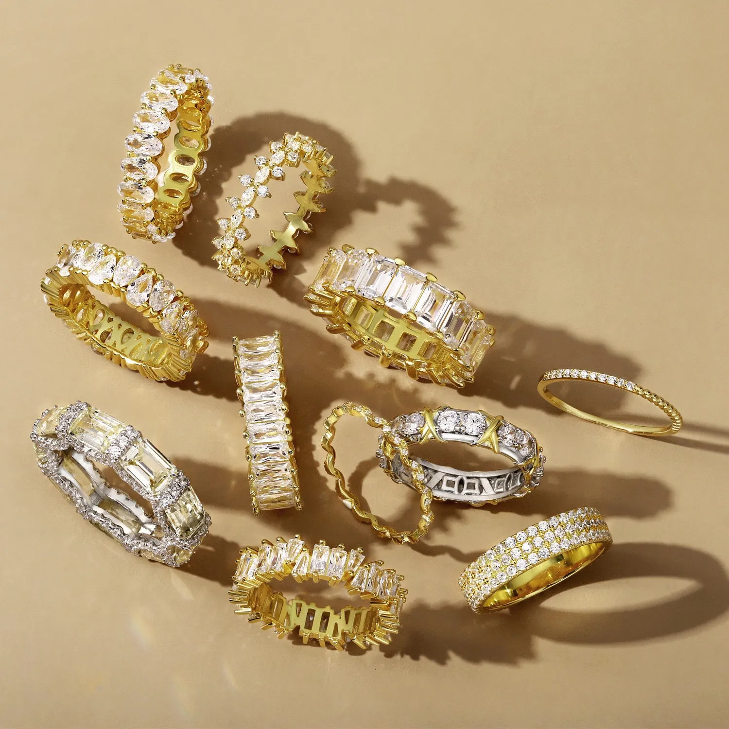 Diamond White Oval Cut Eternity Wedding Band - Gold