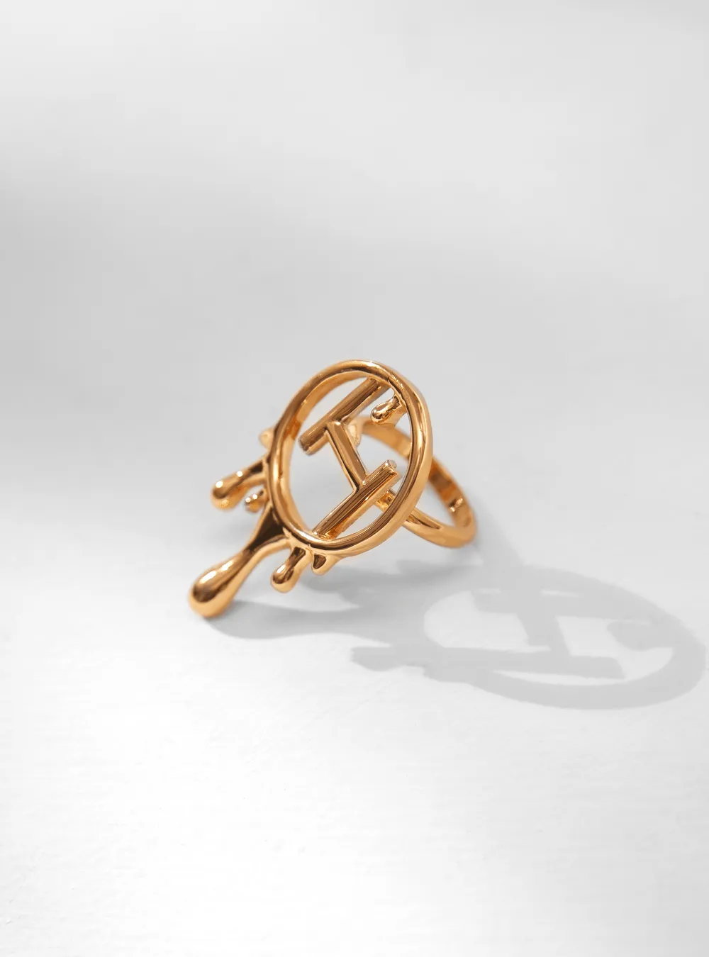 Drip OH Cocktail Ring in Gold Finish