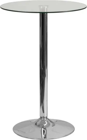 Dyersburg 23.5'' Round Glass Table w/35.5''H Chrome Base