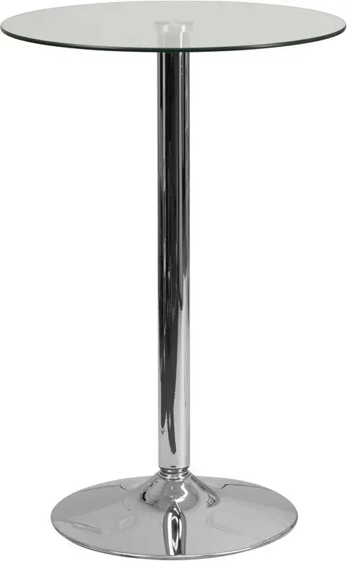 Dyersburg 23.5'' Round Glass Table w/35.5''H Chrome Base
