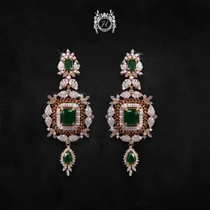 Earrings in Jade and Cubic Zircons