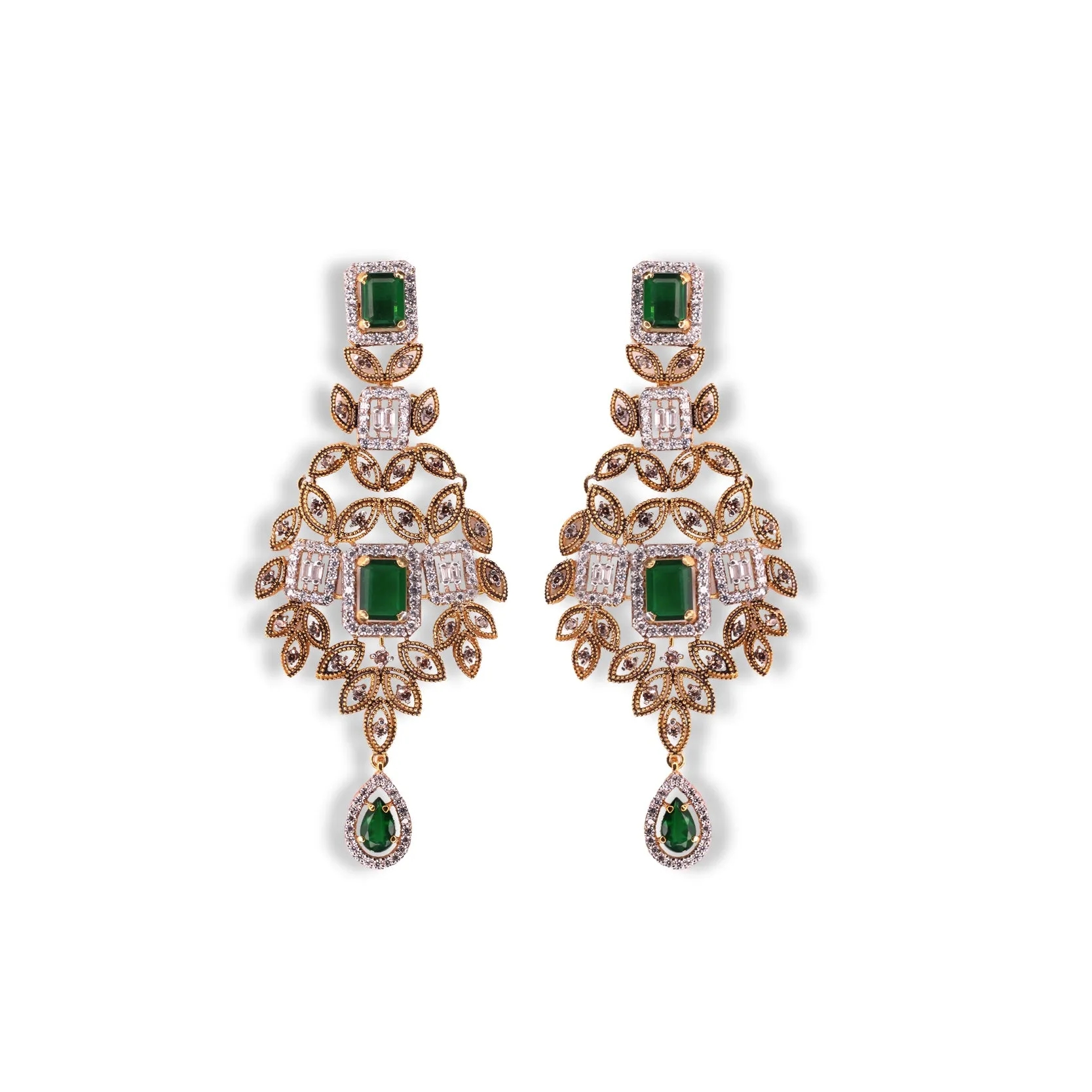 Earrings in Jade and Zircons