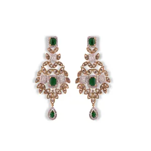 Earrings in Jade and Zircons