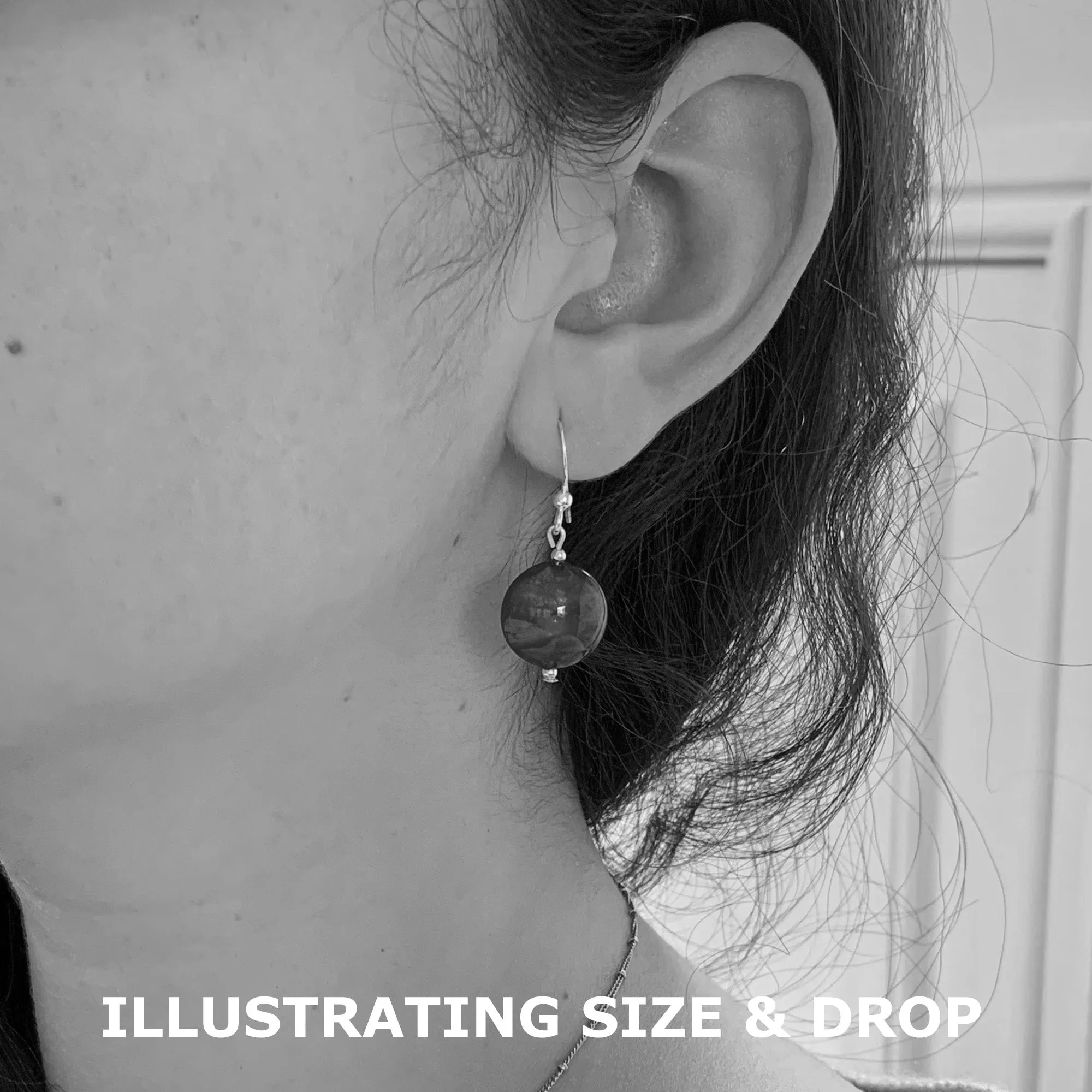 Earrings with teal (green) translucent and white gold Murano glass small lentil drops