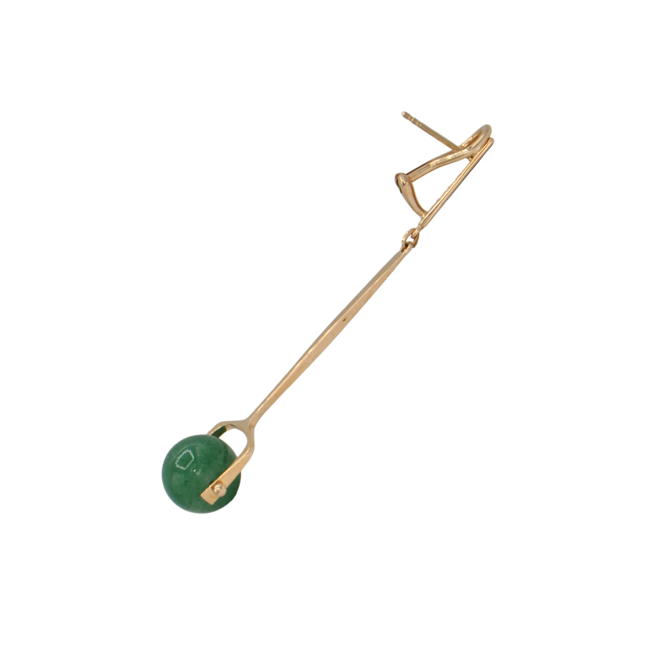 Estate Signed Walter Schluep 14K Gold and Jade Drop Earrings