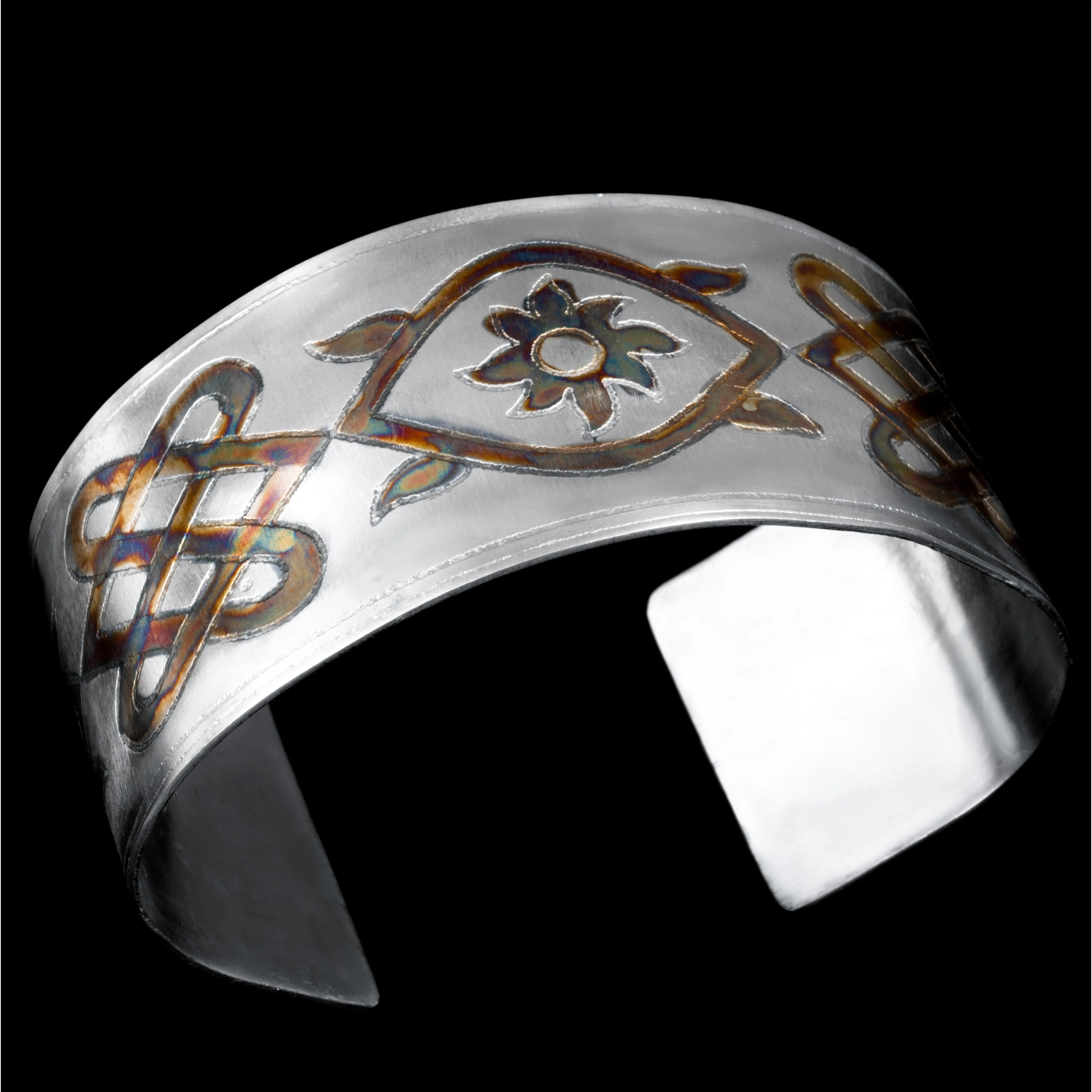 Etched Sterling Silver Cuff With Indian Motif