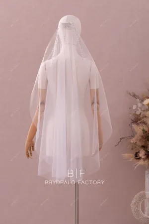 Fingertip Length Single-Tier Sparkly Rhinestones Wedding Veil Fingertip Length Single-Tier Sparkly Rhinestones Wedding Veil