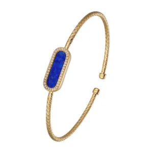 Gold Lapis Mesh Flex Cuff (SI3407)