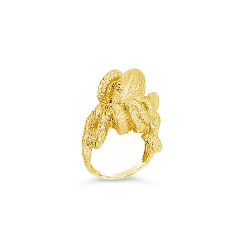 Gold Octopus Ring with Ruby Eyes