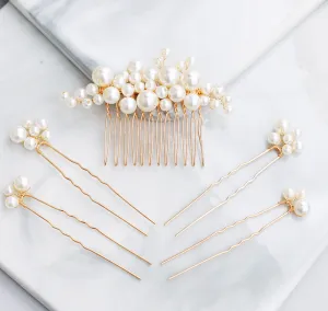 Gold Pearl Hair Comb Set Gold Pearl Hair Comb Set