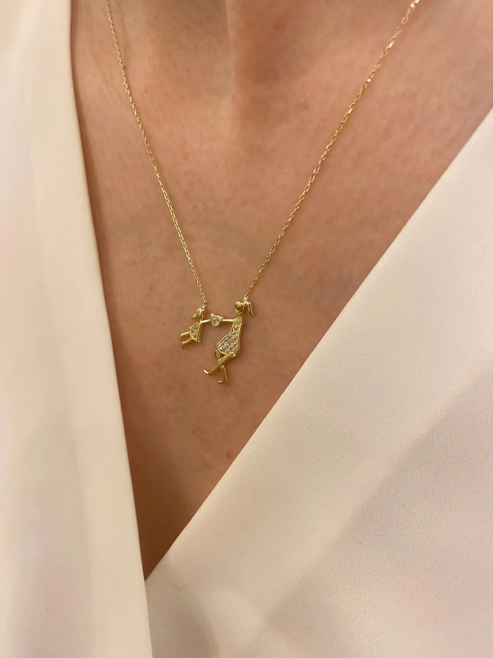 Gold Plating Mother and Child Necklace