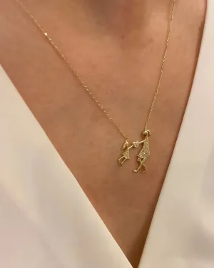 Gold Plating Mother and Child Necklace