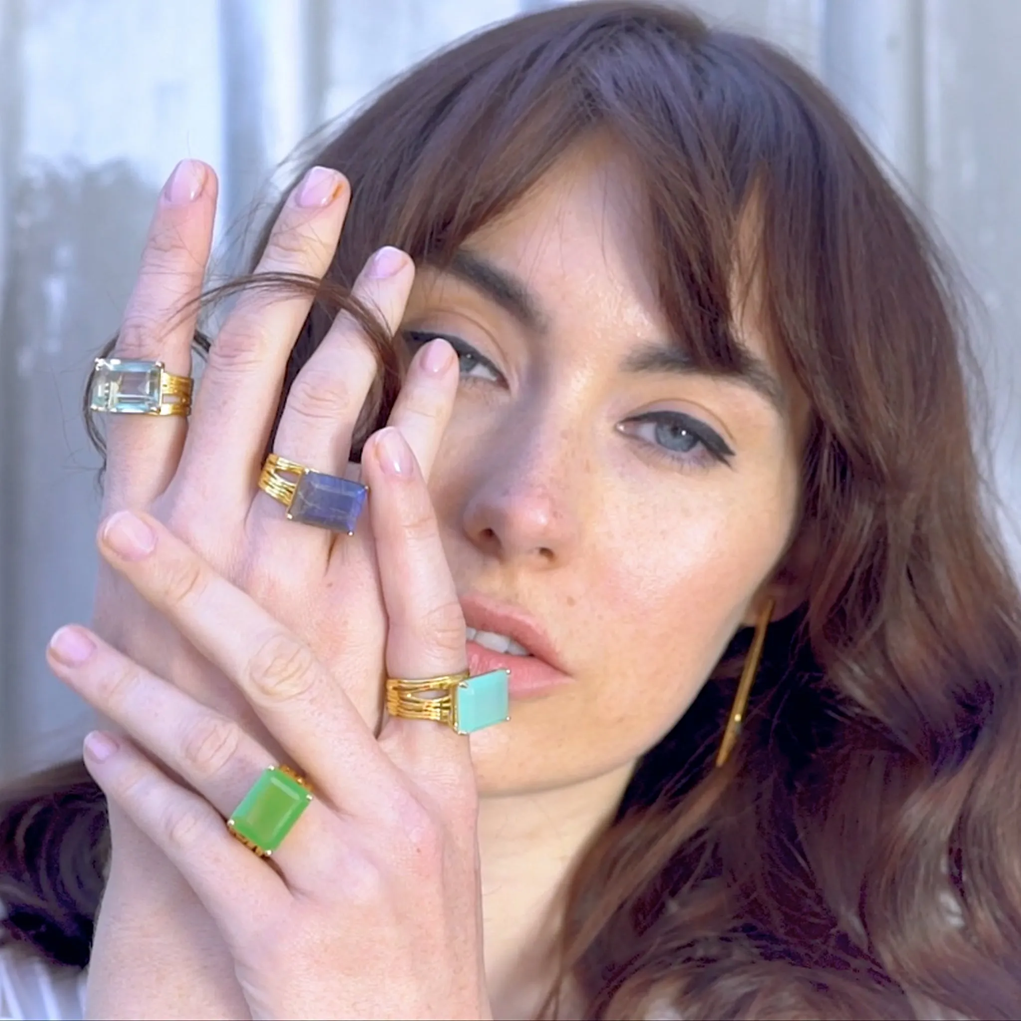 Gold Ring Green Amethyst Pietra