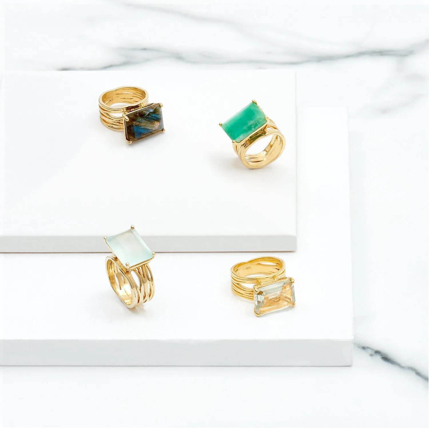 Gold Ring Green Amethyst Pietra