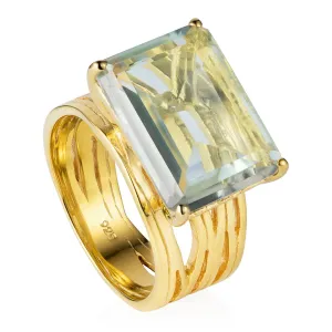 Gold Ring Green Amethyst Pietra