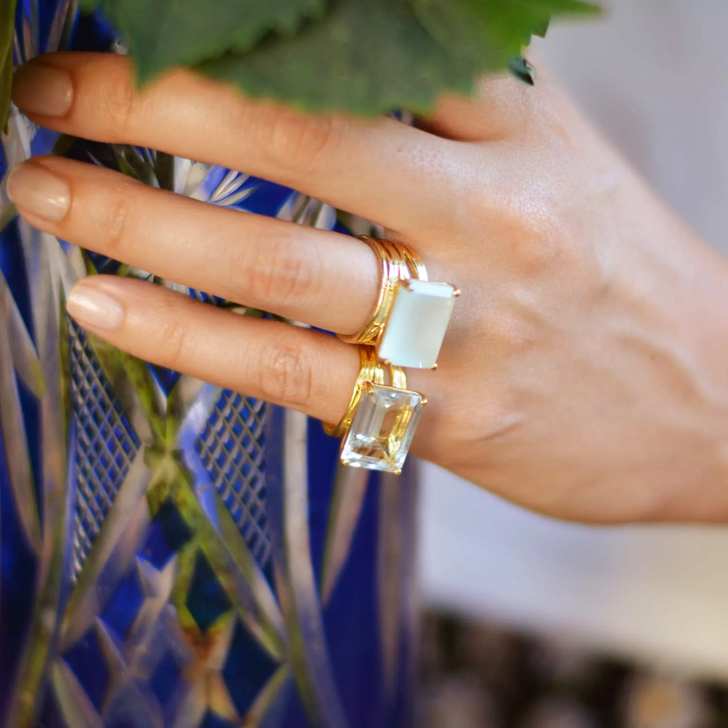 Gold Ring Green Amethyst Pietra
