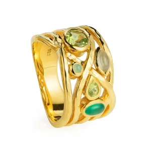 Gold Ring Green Gemstones Liana