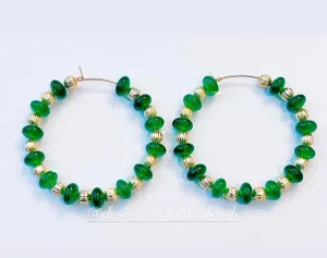 Green Jade Gemstone Hoops