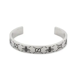 Gucci Sterling Silver 9mm Signature Bee Cuff Bracelet