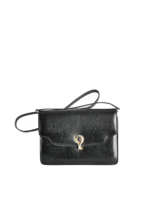 Gucci Vintage 1970s Black Lizard Skin Clutch Bag