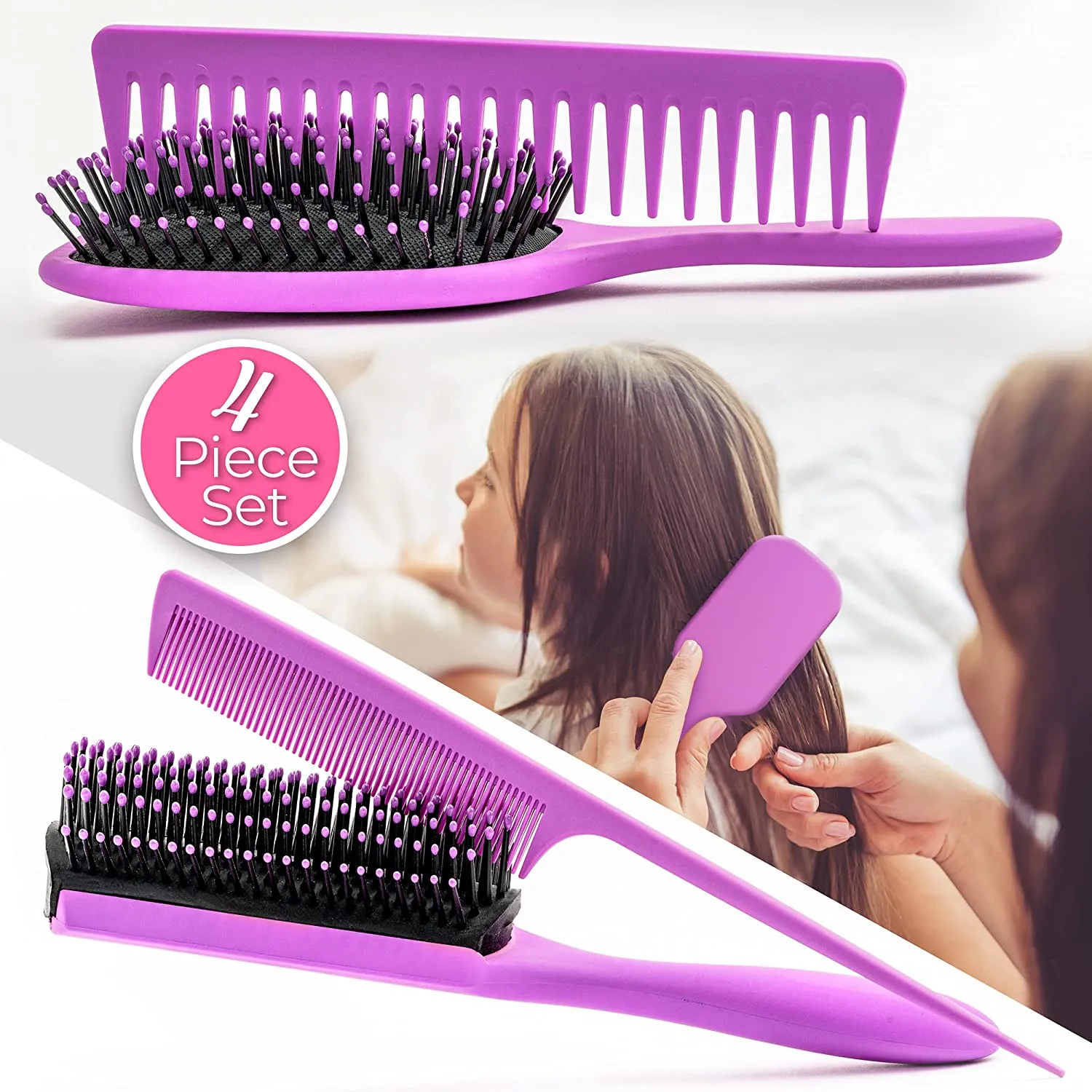 Hairbrush Set Comb Detangling Brush Wet Brush Comb set 4 pcs