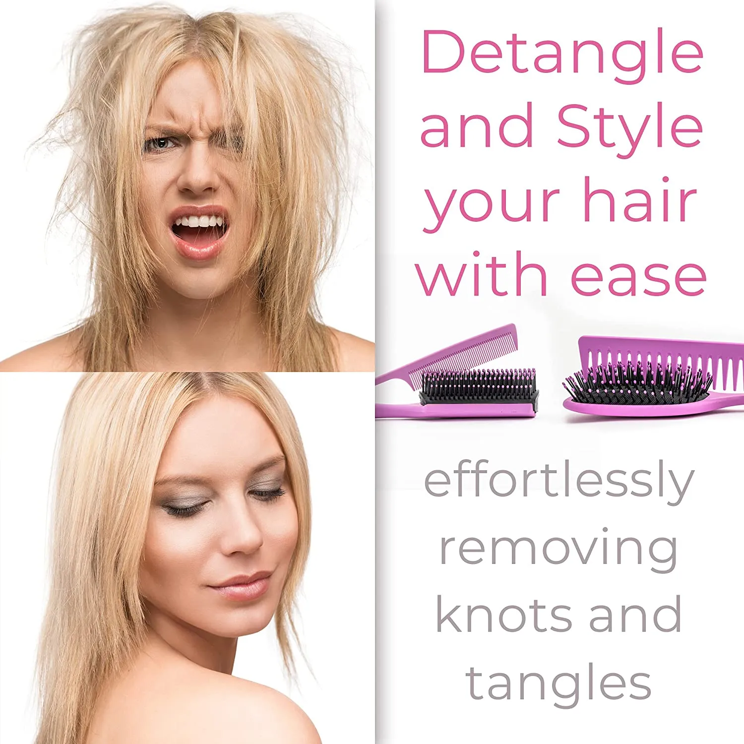 Hairbrush Set Comb Detangling Brush Wet Brush Comb set 4 pcs