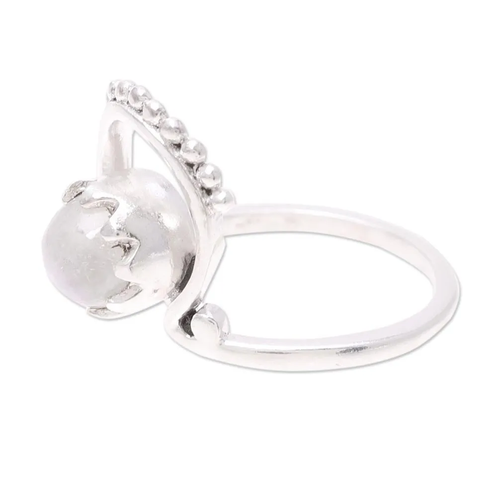Handmade Rainbow Moonstone Cocktail Ring from India - Morning Rainbow | NOVICA