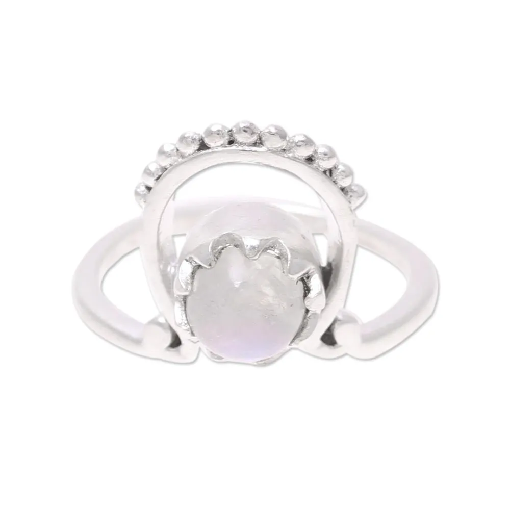 Handmade Rainbow Moonstone Cocktail Ring from India - Morning Rainbow | NOVICA