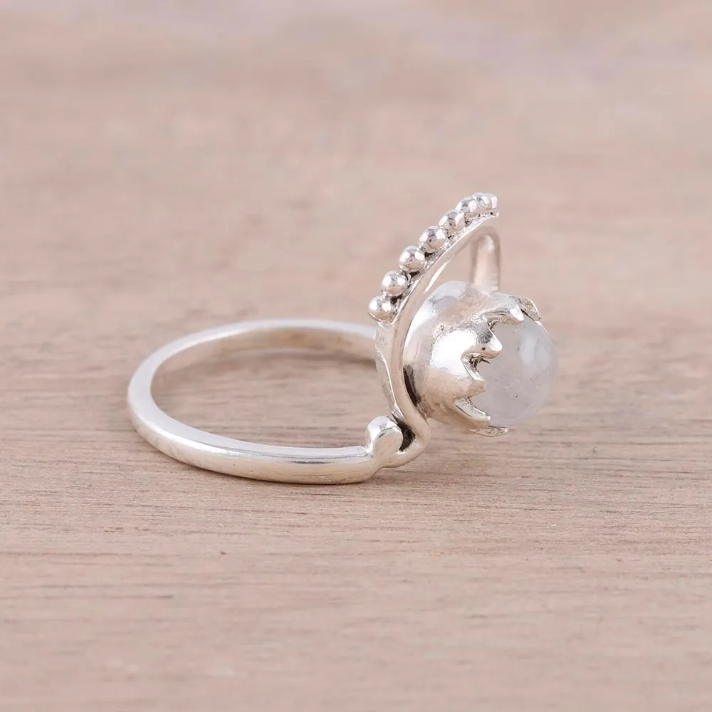 Handmade Rainbow Moonstone Cocktail Ring from India - Morning Rainbow | NOVICA