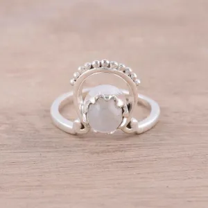 Handmade Rainbow Moonstone Cocktail Ring from India - Morning Rainbow | NOVICA