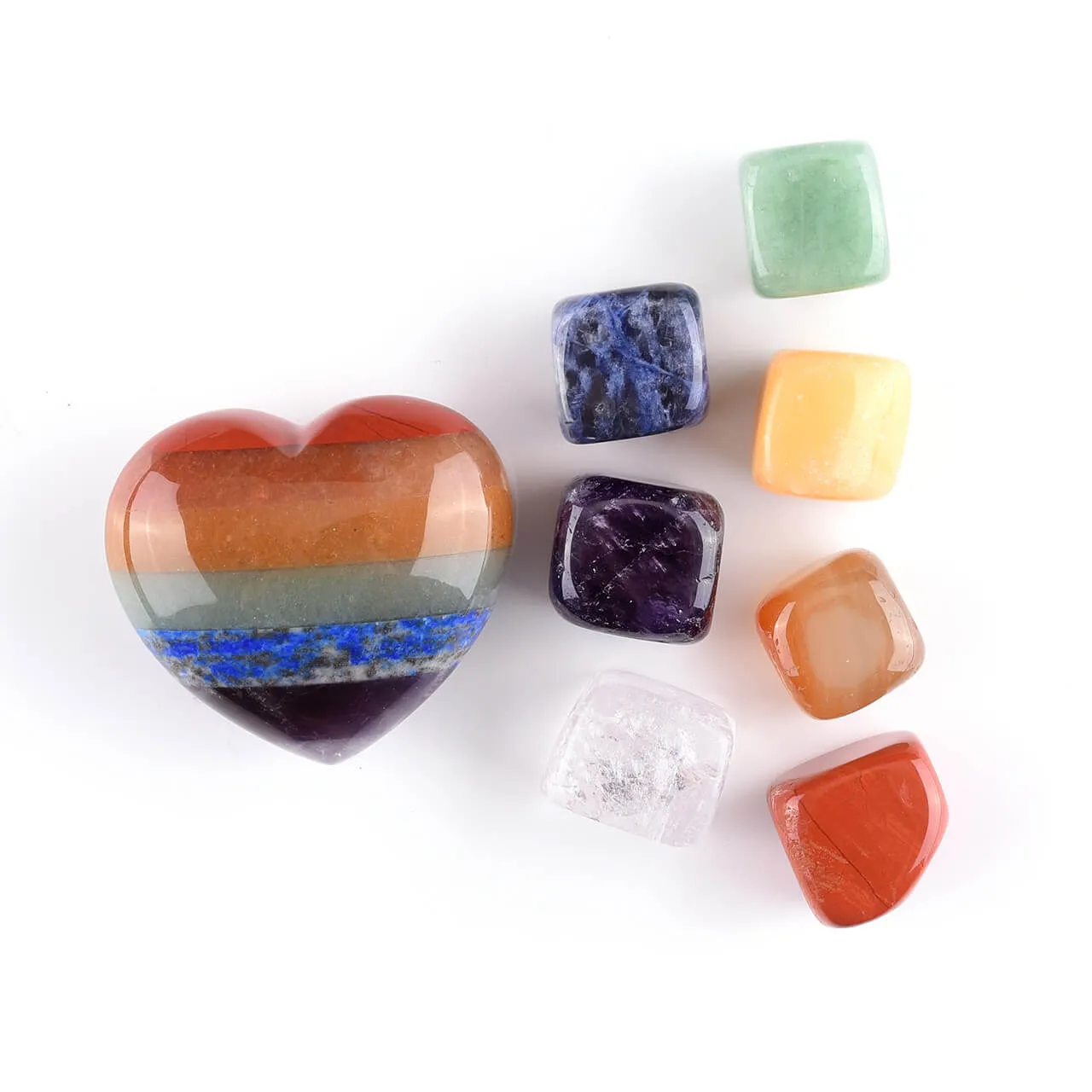 Heart Shaped Natural Chakras Healing Worry Stone | Jovivi