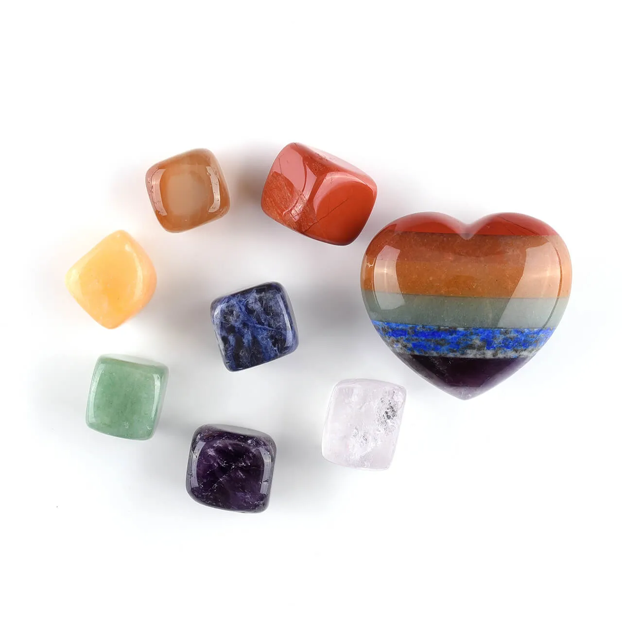 Heart Shaped Natural Chakras Healing Worry Stone | Jovivi