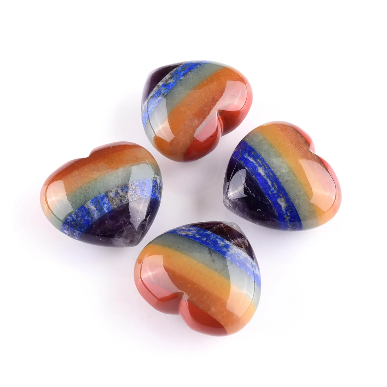 Heart Shaped Natural Chakras Healing Worry Stone | Jovivi