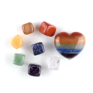 Heart Shaped Natural Chakras Healing Worry Stone | Jovivi