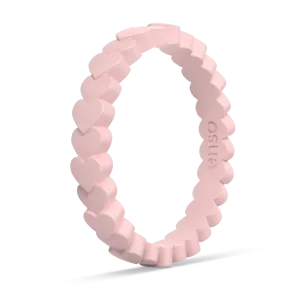 Heart Stackable Silicone Ring - Pink Sand