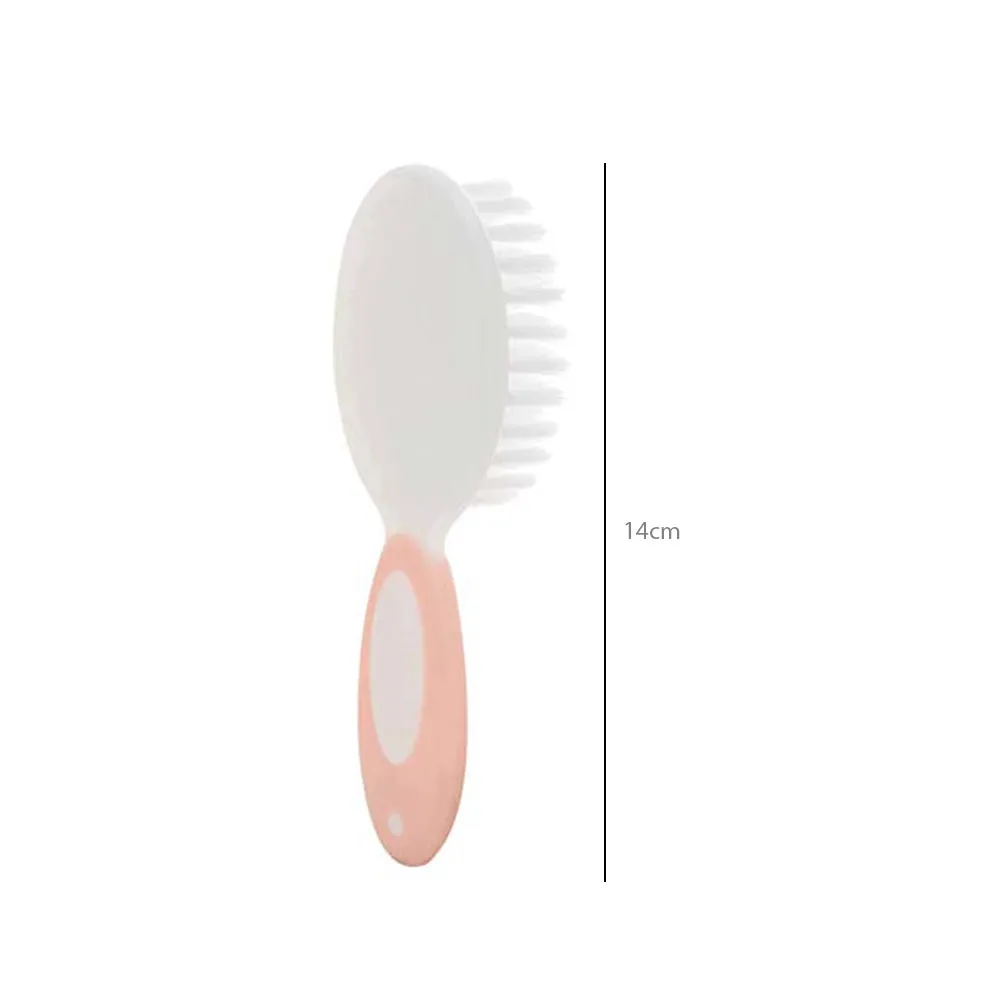 HOPOP Soft Bristle Comb & Brush Set For Babies - White & Pink 0m 