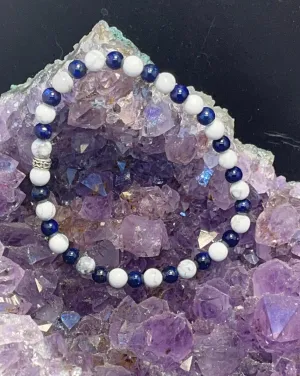 Howlite and Lapis Lazuli Anklet on Elastic Cord