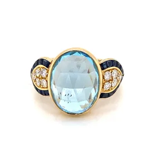 Illario Diamond Sapphire Topaz Cocktail Ring