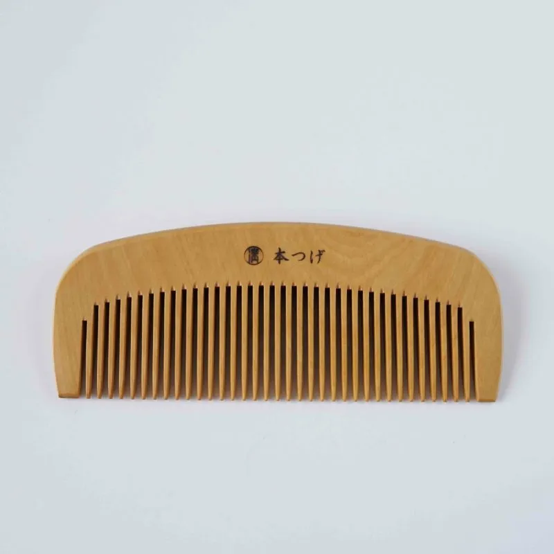 Japanese Tsuge (Boxwood) Comb with Hand Woven Linen Case - Camellia - ,  Handmade in Kyoto, Japan,  Japanese traditional hair comb