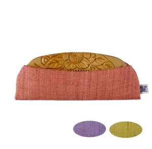 Japanese Tsuge (Boxwood) Comb with Hand Woven Linen Case - Camellia - ,  Handmade in Kyoto, Japan,  Japanese traditional hair comb