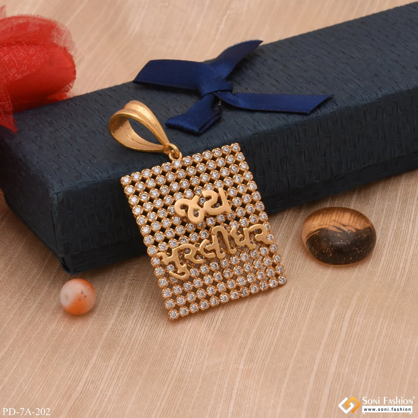 Jay Murlidhar Square Design Gold Plated Pendant With Diamonds - Style A202